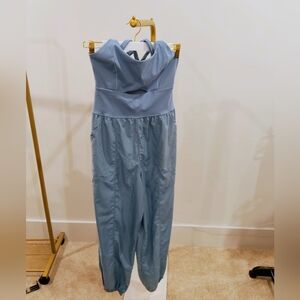 Free People Strapless Blue Jumpsuit